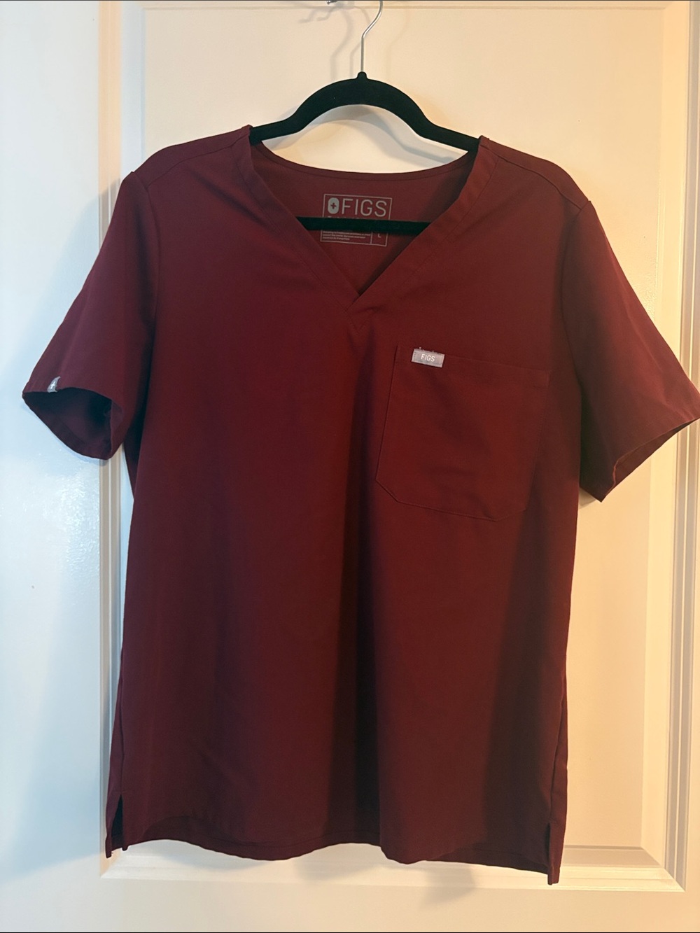 Figs Women's Burgundy Short-Sleeve V-Neck Scrub Top